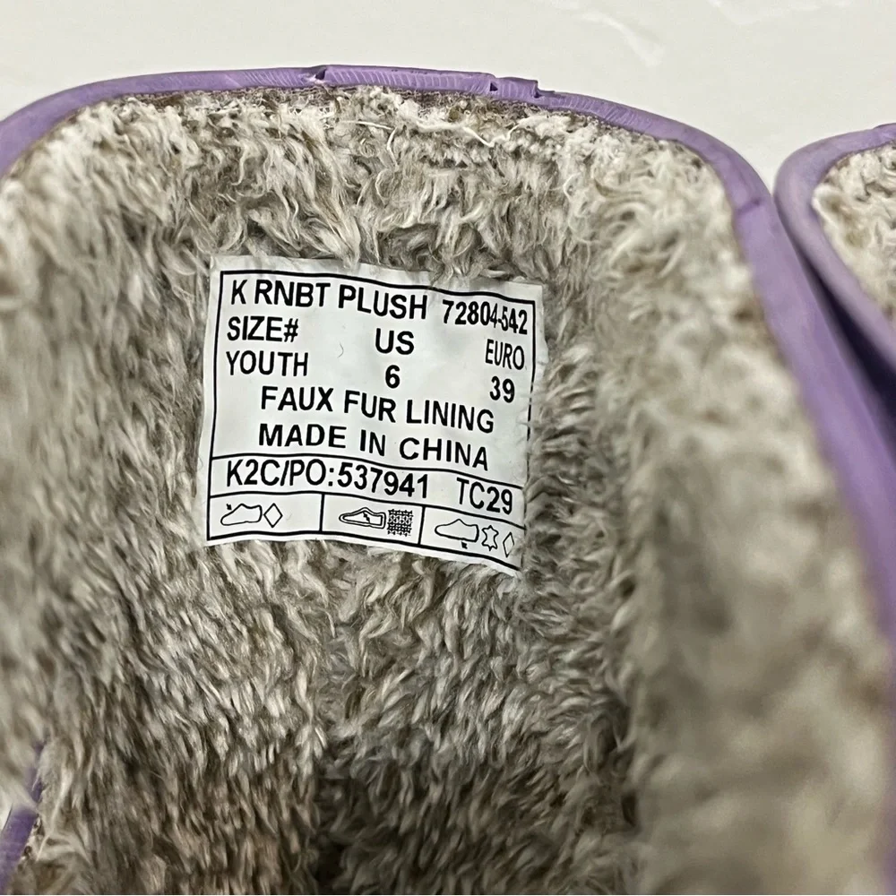 Bogs Rain Boots Purple Plush Faux Fur Lined Youth Size 6